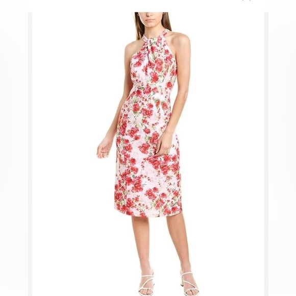 JULIA JORDAN • Women’s Halter Sheath Dress Pink Floral Print Size 10 - Picture 1 of 7